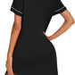 Nightgowns for Women Button down Night Gowns Short Sleeve Sleep Shirt V Neck Nightshirt Soft Sleepwear Pajams Dress