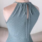 Womens Summer Halter Dress Hollow Out a Line Vacation Dresses with Eyelet Embroidery & Side Slit