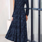 Long Sleeve Dress for Women 2025 Fall Elegant Modest Floral Boho Smocked Flowy Wedding Guest Midi Dresses