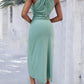 Womens Summer Halter Dress Hollow Out a Line Vacation Dresses with Eyelet Embroidery & Side Slit