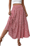 Women'S Smocked High Waist Maxi Skirt Casual Boho Long Skirts with Pockets