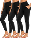 3 Pack Leggings with Pockets for Women,High Waisted Tummy Control Workout Yoga Pants