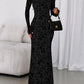 Women'S Floral Bodycon Maxi Dress 2025 Fall Elegant Mesh Long Sleeve Formal Wedding Guest Cocktail Dresses