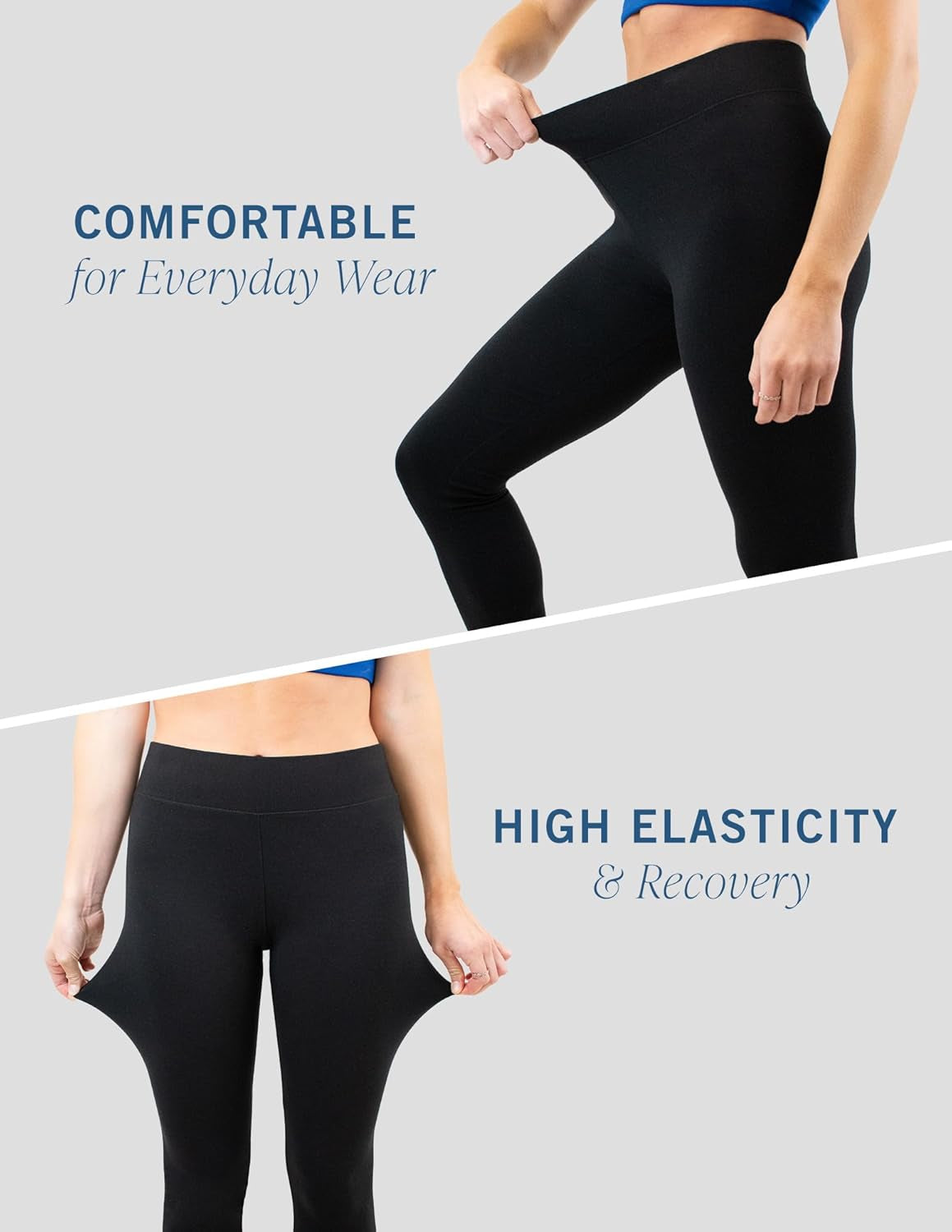 Women'S Ultra Soft Cotton Leggings with Wide Waistband, Full and Capri Length