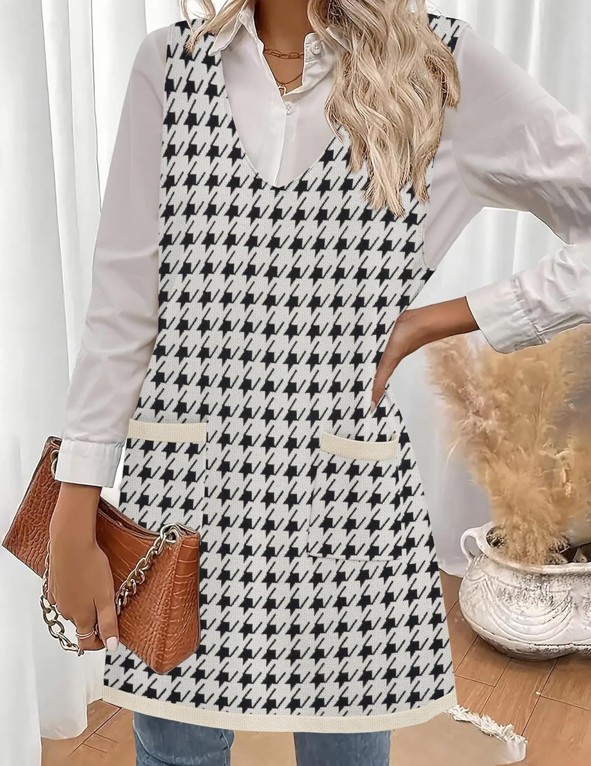 Women'S Sweater Vest Dresses for Women 2025 V Neck Sleeveless Knit Pullover Sweater with Pockets Fall Winter Outfits