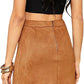 Women'S High Waist Faux Suede Side Split Bodycon Short Mini Skirt