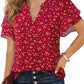 Womens Dressy Chiffon Blouses Summer Puff Petal Short Sleeve Shirts V Neck Casual Work Tops