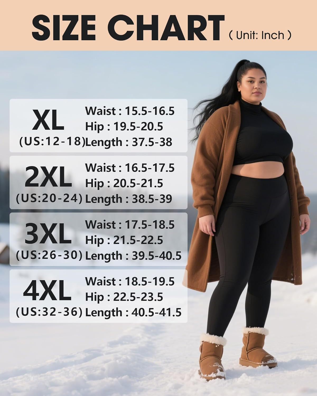 plus Size Fleece Lined Leggings Women-High Waist Warm Thick Leggings Winter Thermal Yoga Pants for Snow Cold