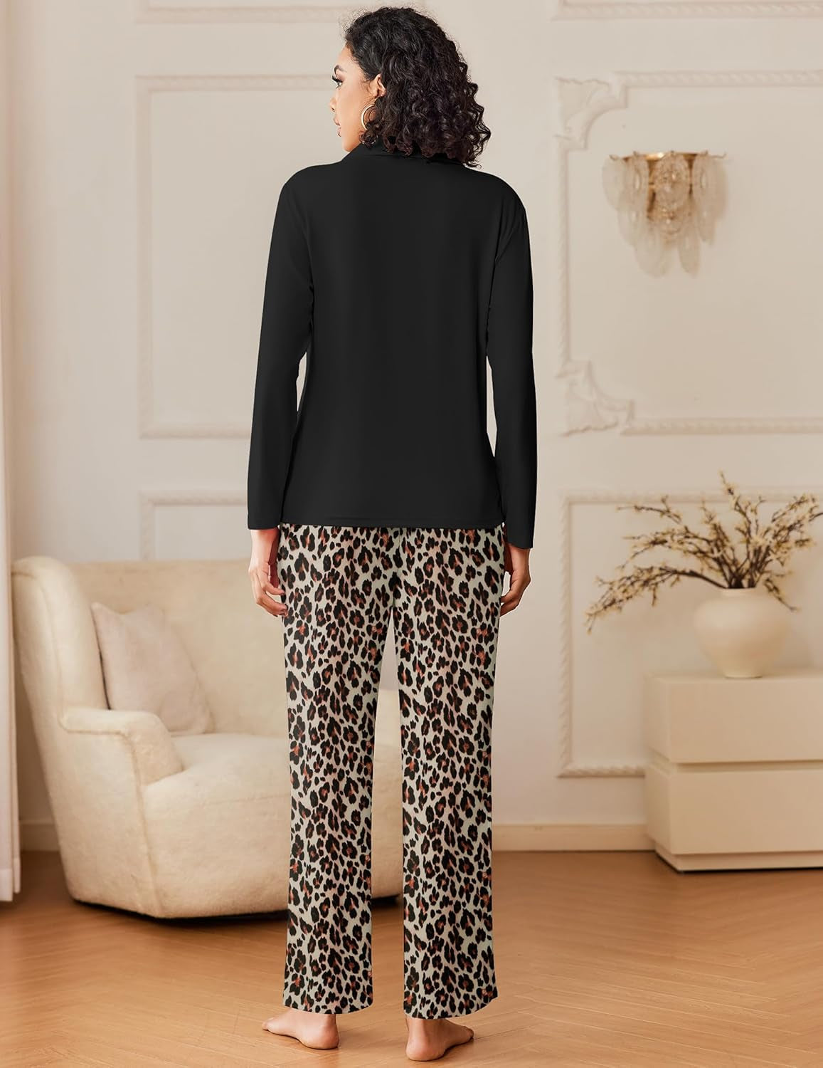 Women'S Pajamas Sets Button down Long Sleeve Lounge Sets Soft 2 Piece Pants Sleepwear