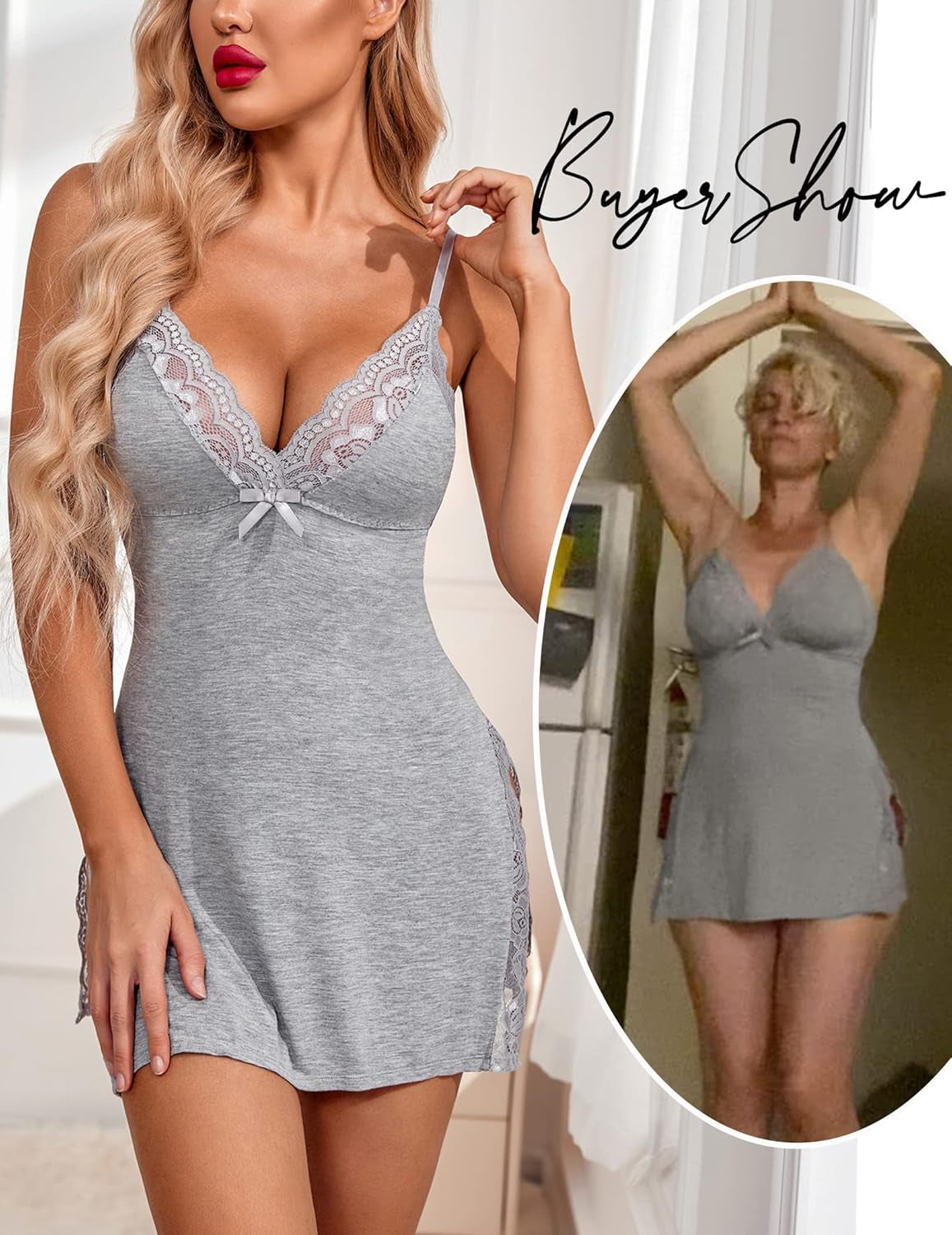 Women'S Lingerie Sexy Nightwear Spaghetti Strap Nightgown Babydoll Chemise