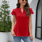 Womens Dressy Casual Tops Ruffle Short Sleeve V Neck Shirts Elegant Business Work Blouse