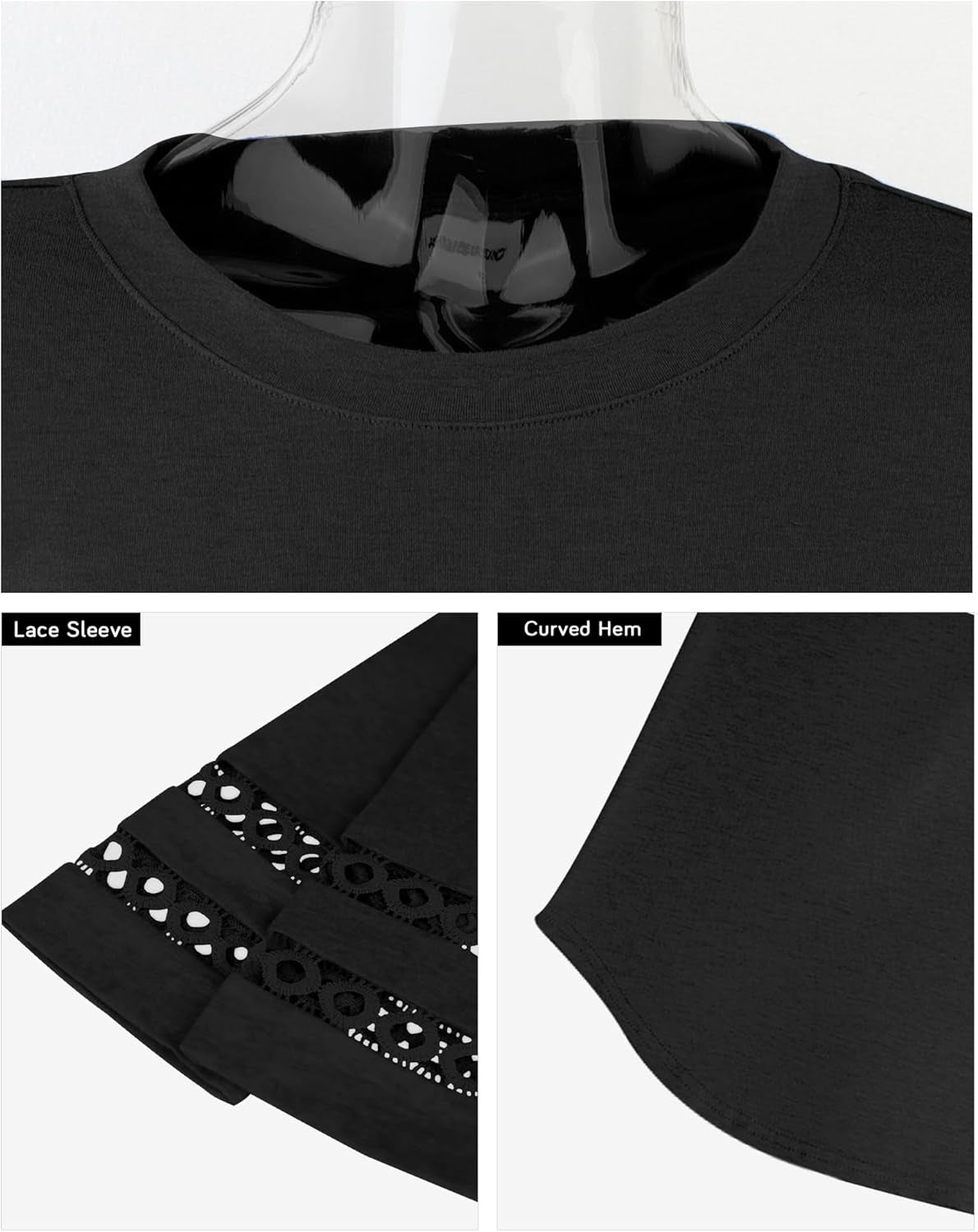 3/4 Length Sleeve Womens Tops and Blouses Dressy Casual Crewneck T Shirts Fashion Clothes Loose Fit Trendy