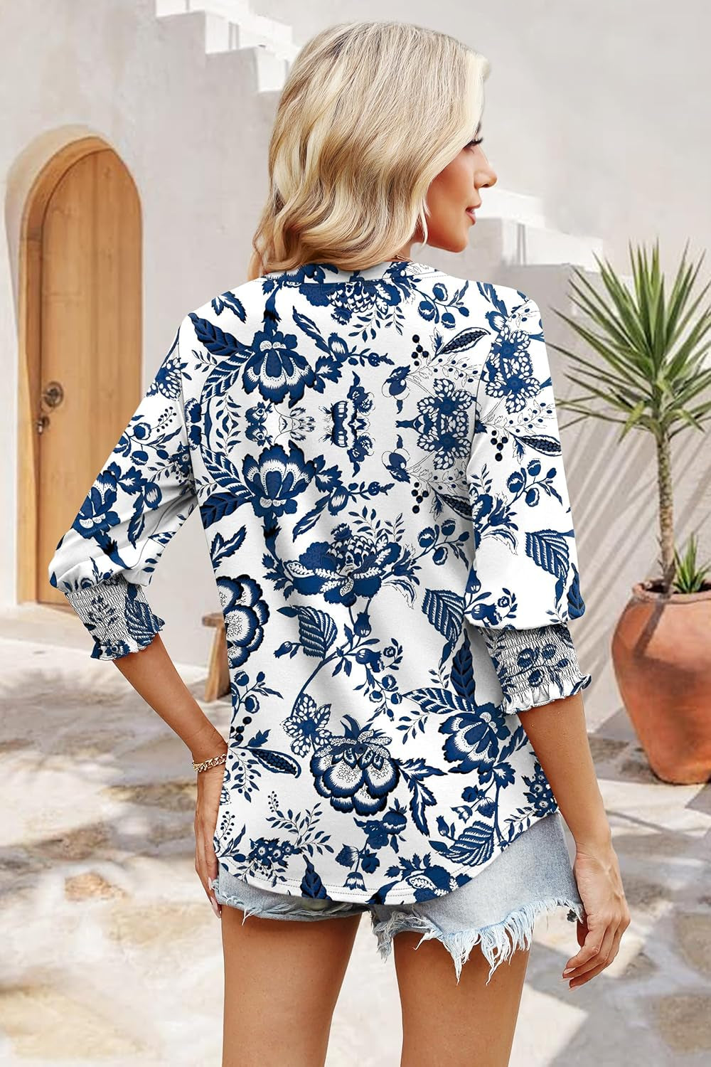 Blouses for Women Dressy Casual 3/4 Length Sleeve Womens Tops Trendy Summer Fall Shirts S-3XL