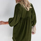 Womens Casual Dresses Corduroy Button up Empire Waist 3/4 Sleeve Fall Winter Mini Babydoll Dress