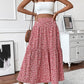 Women'S Smocked High Waist Maxi Skirt Casual Boho Long Skirts with Pockets