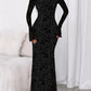 Women'S Floral Bodycon Maxi Dress 2025 Fall Elegant Mesh Long Sleeve Formal Wedding Guest Cocktail Dresses