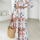 Fall Dresses for Women 2025 Long Sleeve Boho Floral V Neck Empire Waist a Line Casual Flowy Wedding Guest Maxi Dress