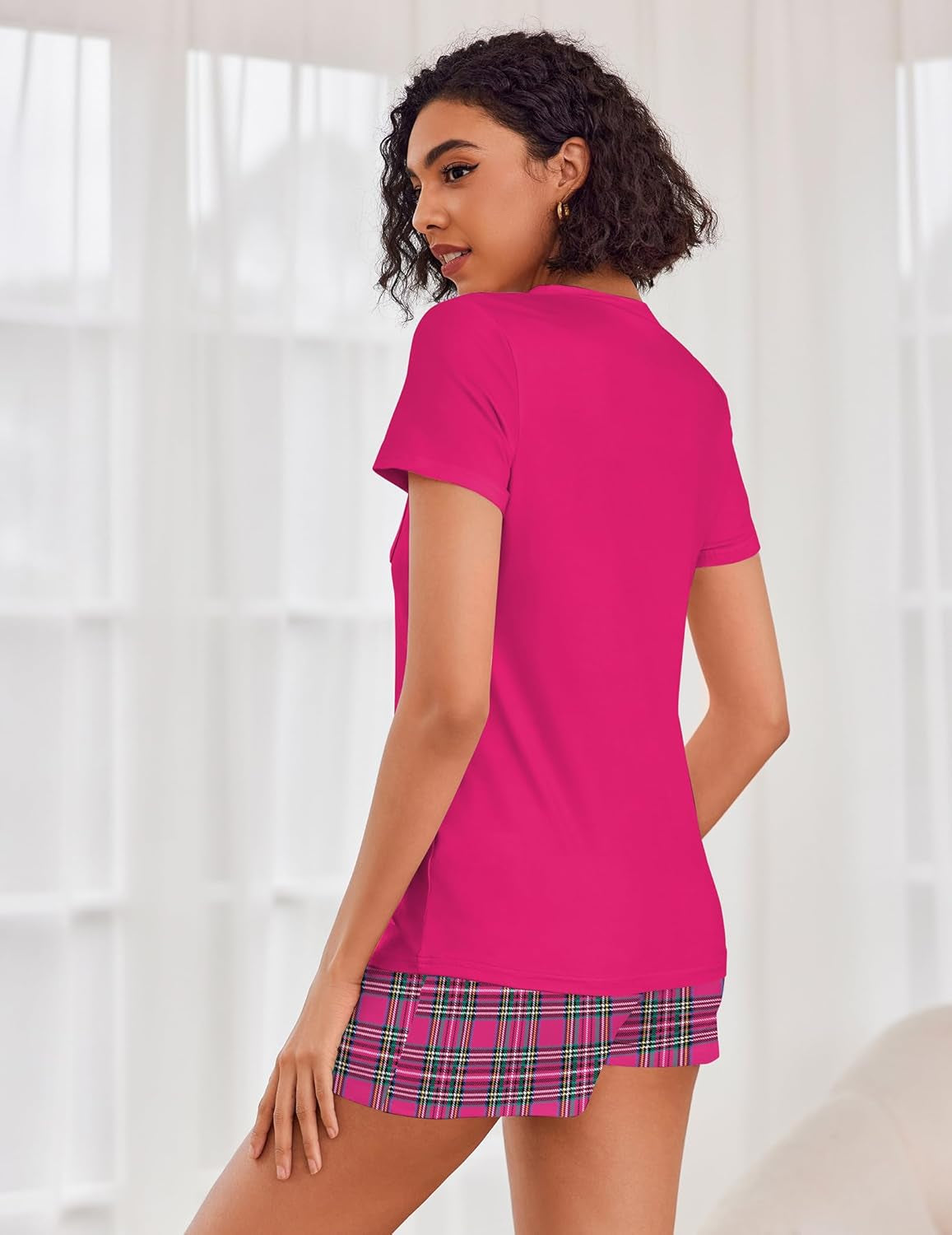 Womens Pajama Sets Short Sleeve Pajamas for Women Sets Soft Lounge Sets Casual V Neck Sleepwear PJS