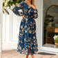Women'S Floral Boho Long Sleeve Maxi Dress V Neck Empire Waist Swing Flowy Wedding Guest Dress