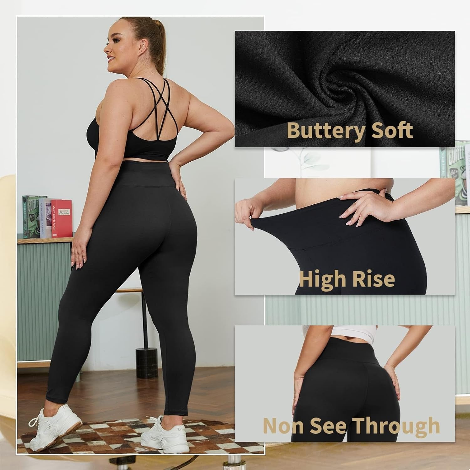 3 Pack plus Size Leggings for Women(X-Large - 4X)- High Waist Stretchy Soft Pants for Workout Running Yoga