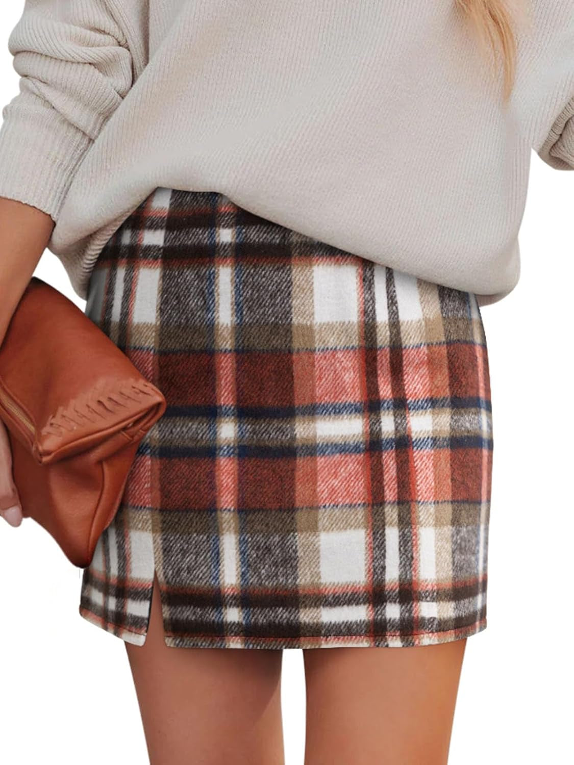 Plaid Mini Skirts for Women High Waist Fall Winter 2025 Bodycon Pencil A-Line Skirt