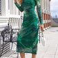 Women'S Long Sleeve Fall Wedding Guest Dress 2025 Bodycon Floral Mesh Ruched Cocktail Maxi Dresses