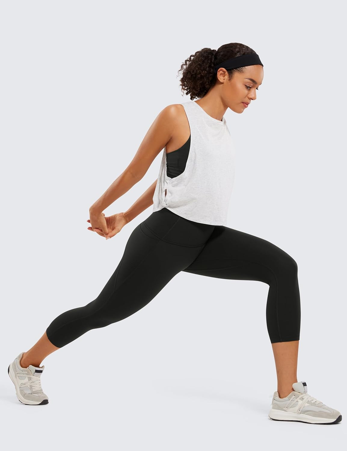 Womens Butterluxe Workout Capri Leggings with Pockets 21 Inches - High Waisted Gym Athletic Crop Yoga