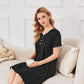 Sleep Shirts for Women Nightgown Short Sleeve Night Shirts V Neck Casual Print Sleepwear Dress S-2XL