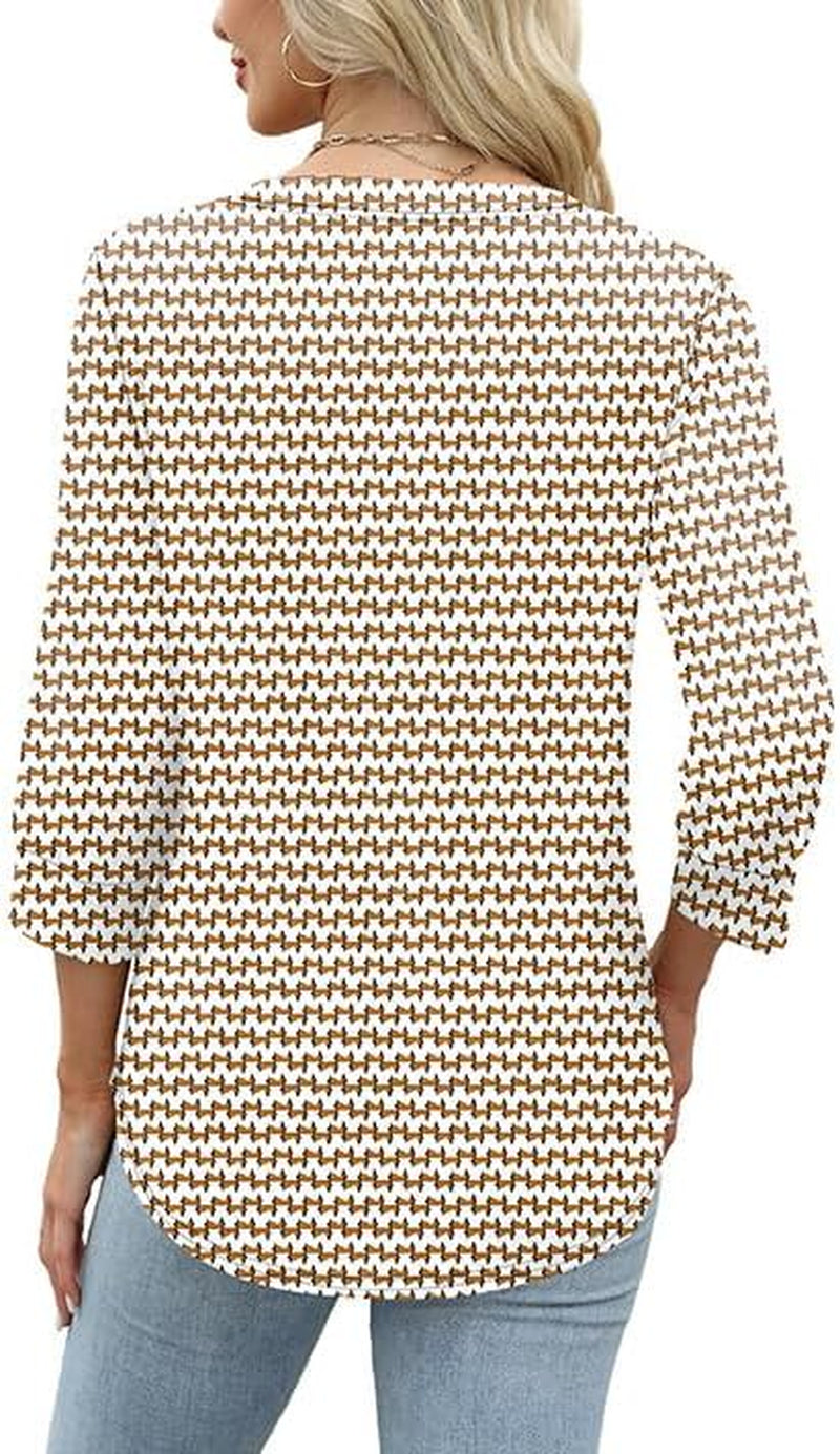 Womens Tops 3/4 Sleeve Henley Shirts for Women Fall Fashion 2025 School Outfits for Teachers