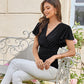 2025 Womens Tops Summer Wrap Blouse V Neck Ruffle Sleeve Dressy Casual Top Ruched Trendy Clothes