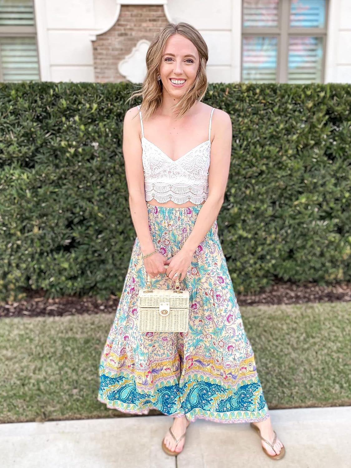 Summer Maxi Skirts for Women 2025 Fashion Boho Long Skirt Trendy Floral High Waist a Line Beach Skirt Vacation Outfit