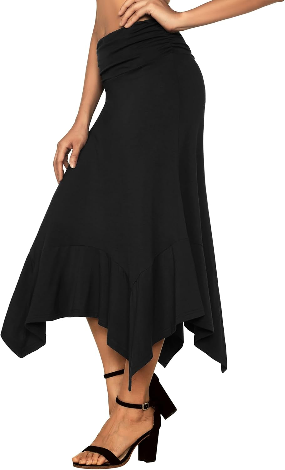 Women'S Flowy Handkerchief Hemline Midi Skirt