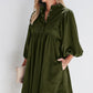 Womens Casual Dresses Corduroy Button up Empire Waist 3/4 Sleeve Fall Winter Mini Babydoll Dress