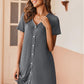 Nightgowns for Women 2 Pack Button down Sleepshirt Short Sleeve Nightshirt Soft Sleepwear V Neck Pajama Dress