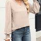 Women'S Business Casual Tops V Neck Puff Long Sleeve Shirts Dressy Office Work Blouse 2025 Fall Outfits Clothes