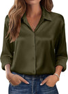 Womens Tops Long Sleeve Satin Silk Button down Shirts Casual Business Dressy Blouses Fall Clothes