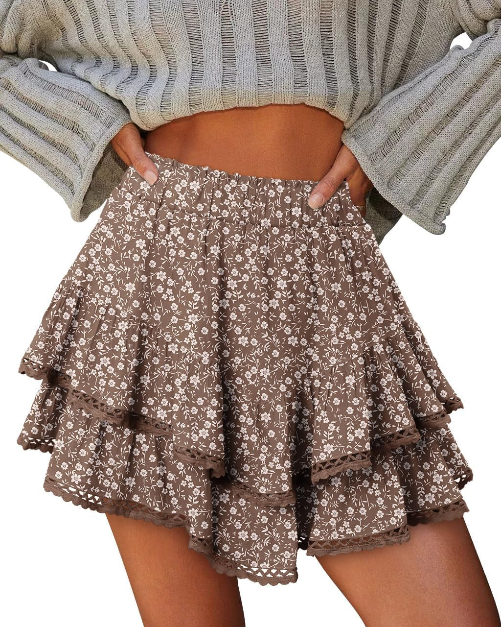 Flowy Shorts for Women Ruffle Skorts Mini Skirts High Waisted Teen Gilrs Tennis Skort Summer Shorts