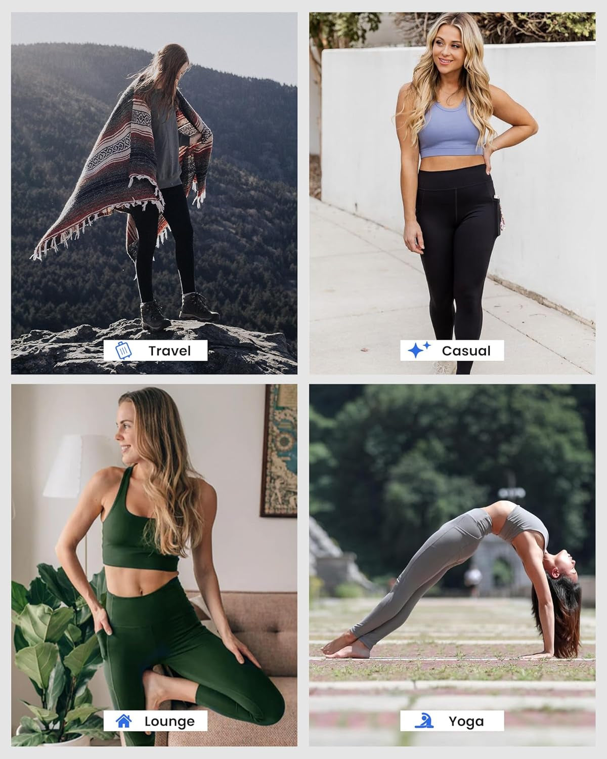 3 Packs Leggings with Pockets for Women, Soft High Waisted Tummy Control Workout Yoga Pants