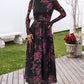 Women'S Long Sleeve Fall Wedding Guest Dress 2025 Crewneck Floral Flowy Mesh Cocktail Maxi Dresses