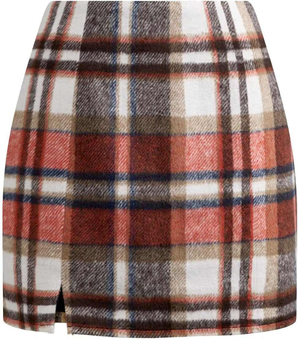 Plaid Mini Skirts for Women High Waist Fall Winter 2025 Bodycon Pencil A-Line Skirt