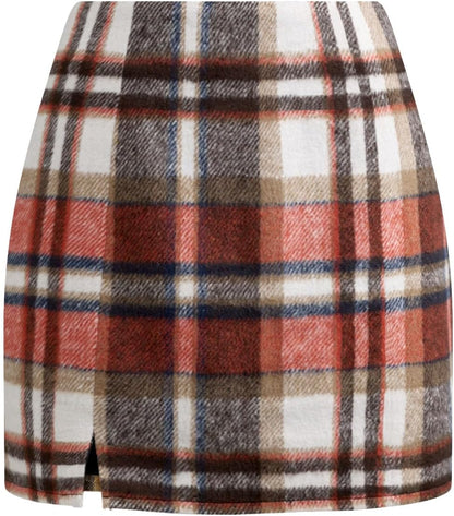 Plaid Mini Skirts for Women High Waist Fall Winter 2025 Bodycon Pencil A-Line Skirt