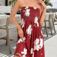 Summer Dresses for Women Beach Cover Ups Strapless Boho Floral Print Sundress