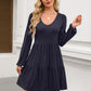 Womens Long Sleeve Dress 2025 Fall Casual V Neck Tiered Flowy Short Dresses Beach Travel Vacation Outfits