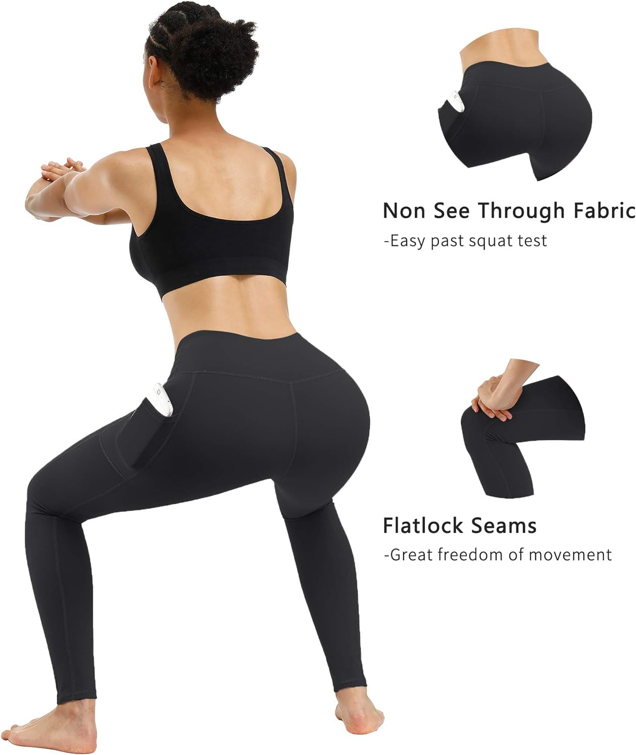 2 Pack High Waist Yoga Pants with Pockets, Tummy Control Workout Running Yoga Leggings for Women