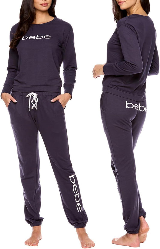 Womens Pajama Sets - French Terry Pajamas Long Sleeve Pullover Top and PJ Pants with Pockets - Sleepwear for Women