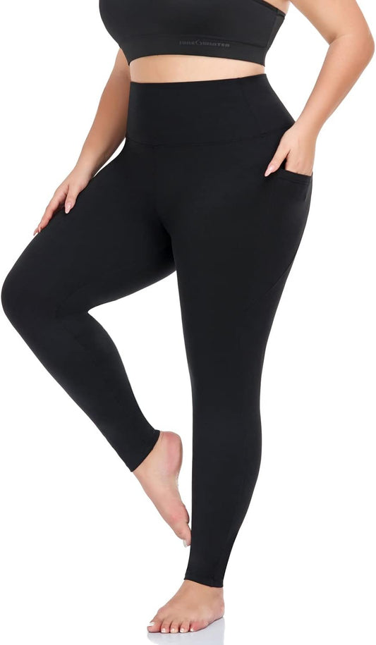 Plus Size Leggings for Women with Pockets-Stretchy XL-5XL Yoga Pants Tummy Control High Waist Workout Leggings
