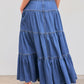 Women’S Long Jean Denim Tiered Button down High Waisted Maxi Skirts