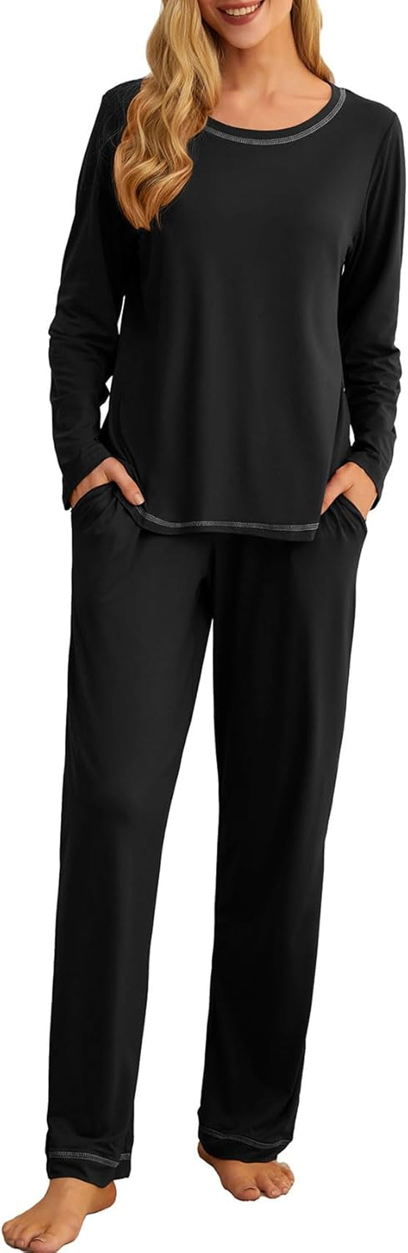 Women'S Pajama Set 2025 Lounge Sets Long Sleeve Sleepwear Soft 2 Piece Pjs with Pockets