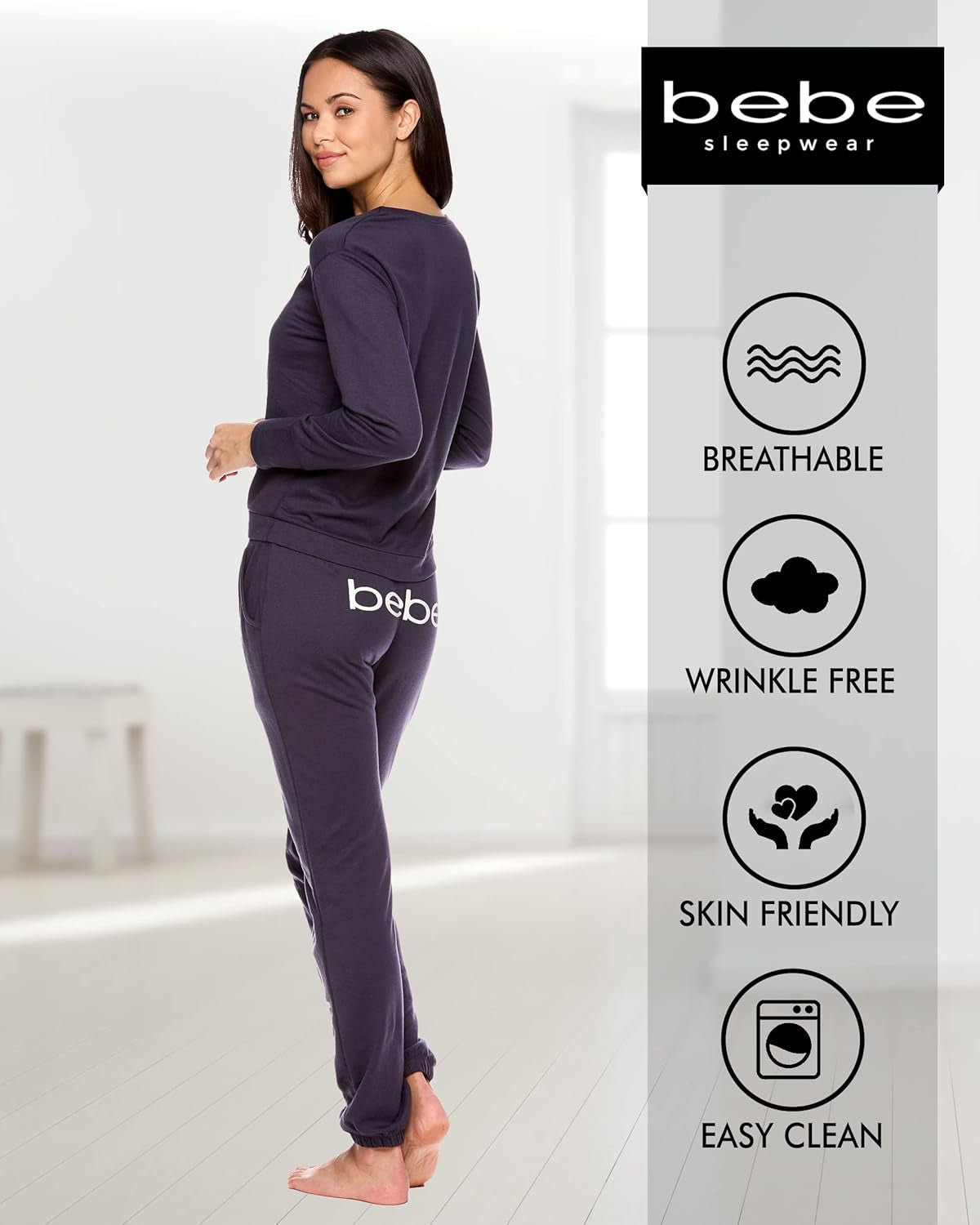 Womens Pajama Sets - French Terry Pajamas Long Sleeve Pullover Top and PJ Pants with Pockets - Sleepwear for Women