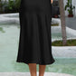 Women'S Satin High Waist Hidden Elasticized Waistband Flared Casual a Line Midi Skirt